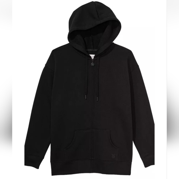 Victoria's Secret SEALED! NWT! Cotton Fleece Full Zip Hoodie in Black. Sz Md. - Picture 3 of 8